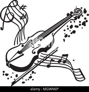 Violine - Retro Clipart Illustration Stock Vektor