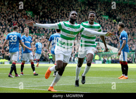 Celtic's Odsonne Edouard feiert seine Seiten erstes Ziel zählen während der LADBROKES Scottish Premier League Spiel im Celtic Park, Glasgow. Stockfoto