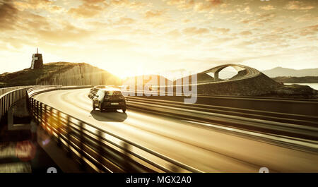 Elektrische Auto auf einer Straße Stockfoto