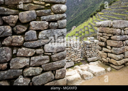 Detail der Zitadelle Machu Picchu in Peru Stockfoto