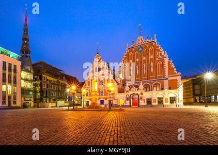 Rathausplatz in der alten Stadt von Riga, Lettland Stockfoto