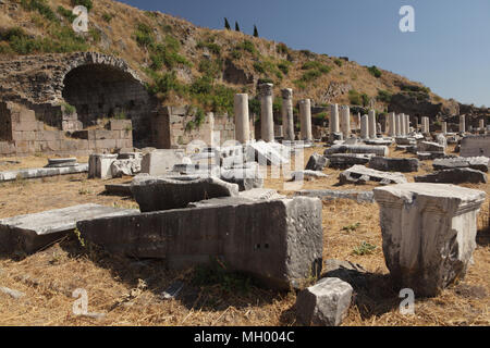 Antiken Ruinen der oberen Gymnasium in Pergamon, Bergama, Türkei Stockfoto