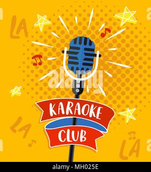 Karaoke club Symbol, Logo oder Emblem mit Schriftzug. Vector Illustration. Stock Vektor