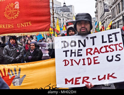 Gegen Rassismus, internationale Demonstration in London Stand UN-Anti-Rassismus-Tag markieren. 17. März 2018 Stockfoto