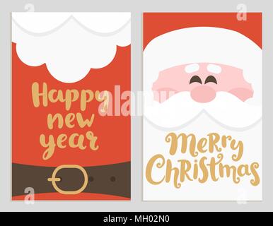 Santa's Nachricht Banner für ein Gutes Neues Jahr und Frohe Weihnachten. Karten mit mit Handgezeichnetem Schriftzug. Vector Illustration. Stock Vektor