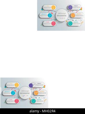 Präsentation business Infografik Vorlage mit 6 Optionen und abstrakte geometrische Muster. Vector Illustration. Stock Vektor