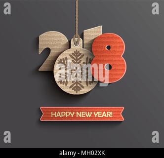 Kreative Frohes neues Jahr 2018 design Karte auf Papier Stil. Vector Illustration. Stock Vektor