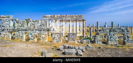 Große Kolonnade in Apamea, die wichtigsten colonnaded Straße der alten Stadt von Apamea in der Orontes Tal im Nordwesten von Syrien. Stockfoto