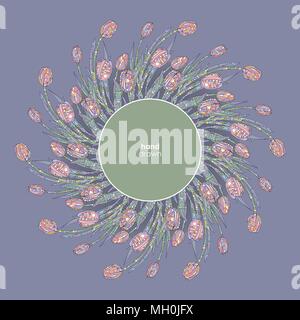 Tulpen Frame Vector Illustration. Hand Blumen Hintergrund gezeichnet. Blumen Natur dekorative Grenze. Stock Vektor
