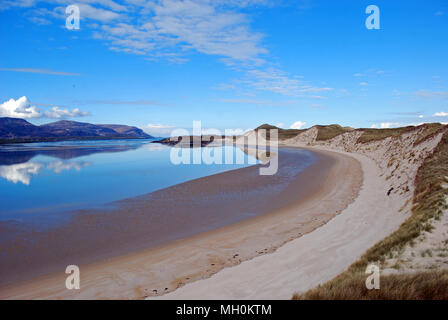 Blick auf Ballinreavy Strang in Sheskinmore Naturschutzgebiet, County Donegal, Irland. Stockfoto