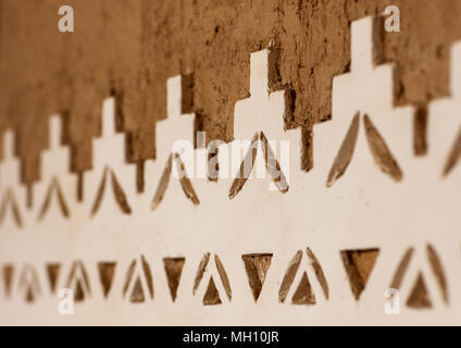 Al Masmak Fort Wanddekoration, Riad, Riyadh, Saudi Arabien Stockfoto