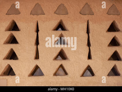 Al Masmak Fort Lüftungsfenster, Riad, Riyadh, Saudi Arabien Stockfoto