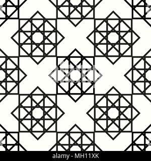 Zierpflanzen nahtlose Arabische geometrische Muster. Durchgeschleifte Leitungen mit Sternen. Eps 10. Stock Vektor
