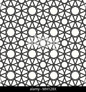 Zierpflanzen nahtlose Arabische geometrische Muster. Durchgeschleifte Leitungen mit Sternen. Eps 10. Stock Vektor