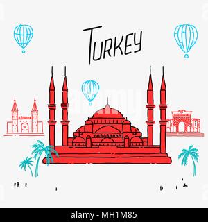 Türkei Architektur Vektor Cartoon Stock Vektor