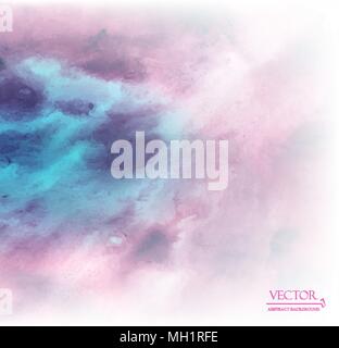 Hand gemalte Aquarell Himmel und Wolken. Abstrakte Aquarell Hintergrund, Vector Illustration Stock Vektor