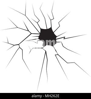 Schwarz vektor Risse, Beschädigungen oder zerbrochenes Glas Abbildung: Stock Vektor