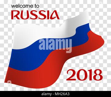 Nach Russland 2018 Hintergrund mit National Flagge Willkommen. Stock Vektor