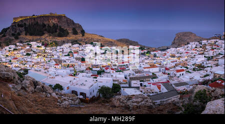 Blick über die Stadt Lindos, Rhodos, Griechenland Stockfoto