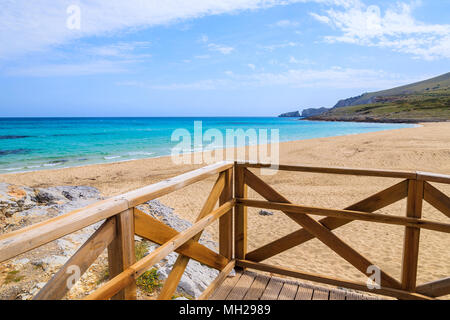 Sandige Strand Cala Mesquida, Mallorca, Spanien Stockfoto