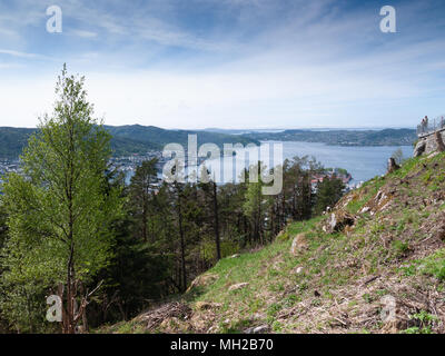 Blick über Bergen, Norwegen von Fløyfjellet (fløyen) Stockfoto