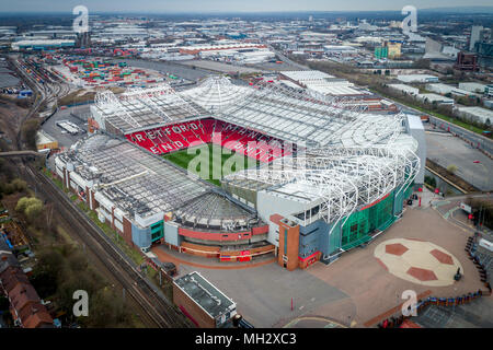 Luftaufnahme von Old Trafford Stadium, die Heimat von Manchester United FC Stockfoto