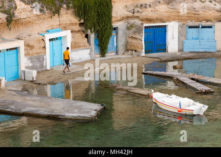Kleinen Fischerdorf mandrakia in Milos, Griechenland Stockfoto