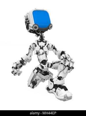 Kleine 3d-Roboter Abbildung, über Weiß, isoliert Stockfoto
