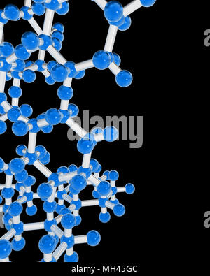 Isolierte 3d-molekülmodell abstrakt, vertikale Hintergrund Stockfoto