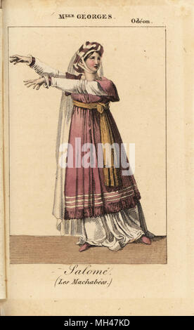 Die französische Schauspielerin Mlle. Margeurite Georges (1787-1867) als Salome in Les Machabees durch Houdart de la Motte im Odeon, 1821. Papierkörbe Kupferstich von Karls Malo Almanach des Brille parK.Y.Z, Chez Louis Janet, Paris, 1823. Stockfoto