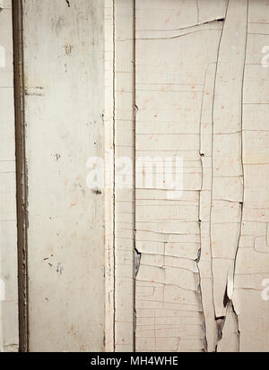Hintergrund Textur der hölzernen Tür aus mit grauen abgeplatzte Farbe Stockfoto