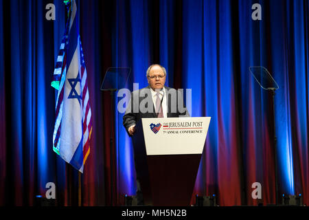 New York, NY - 29. April 2018: Dani Dayan Generalkonsul von Israel spricht beim 7. jährlichen Konferenz der Jerusalem Post im Marriott Marquis Hotel Credit: Lev radin/Alamy leben Nachrichten Stockfoto