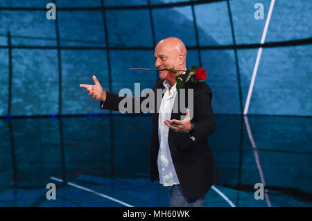 Mailand, zu welchem Zeitpunkt die Gäste dieser Episode von Fabio Fazio sind Matteo Renzi, Eusebio di Francesco, Vanessa Incontrada, Claudio Bisio, mit der allgegenwärtigen Luciana Littizzetto. 29/04/2018, Mailand, Italien Stockfoto