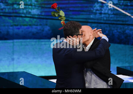 Mailand, zu welchem Zeitpunkt die Gäste dieser Episode von Fabio Fazio sind Matteo Renzi, Eusebio di Francesco, Vanessa Incontrada, Claudio Bisio, mit der allgegenwärtigen Luciana Littizzetto. 29/04/2018, Mailand, Italien Stockfoto