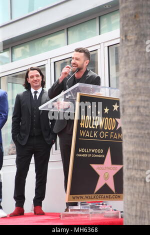 Hollywood, Ca. 30 Apr, 2018. NSYNC wird geehrt mit einem Stern auf dem Hollywood Walk of Fame in Hollywood, Kalifornien am 30. APRIL 2018. Credit: Faye Sadou/Medien Punch/Alamy leben Nachrichten Stockfoto