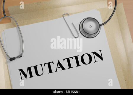 3D-Darstellung der Mutation Titel auf ein medizinisches Dokument Stockfoto