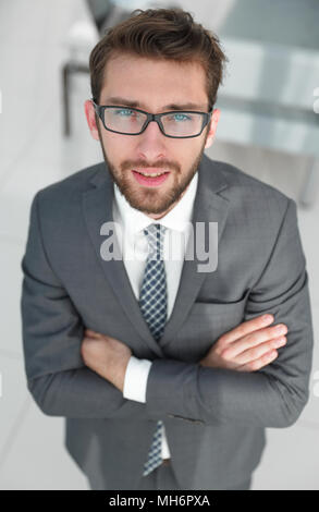 Closeup. Zuversichtlich Geschäftsmann. Business Konzept Stockfoto