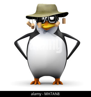 3D-Render eines lustigen Cartoon penguin Charakter tragen ein australischer Buschhut Stockfoto