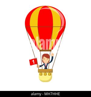 Unternehmer im Heißluftballon Stock Vektor