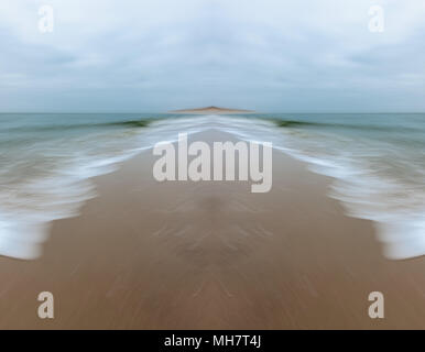 Strand an der Nordseeküste auf der Insel Sylt, verschwommene Bewegung, Nordfriesland, Schleswig-Holstein, Deutschland Stockfoto