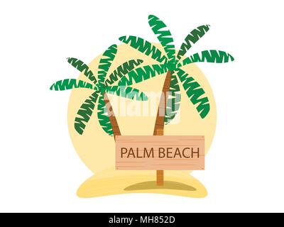 Palm Beach, Logo Design. Sommer Muster der Erholung, Tourismus. Vector Illustration Stock Vektor