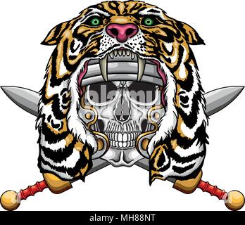 Vector Illustration des römischen Reiches Soldat mit Lion Haube. Stock Vektor