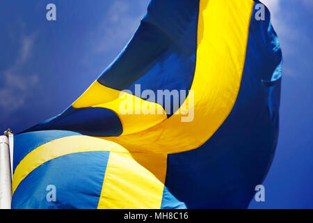 Nahaufnahme einer schwedischen Flagge Stockfoto