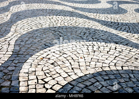 Lissabon wave Mosaik Kopfsteinpflaster Nahaufnahme Stockfoto