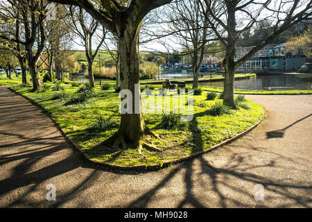 Trenance Park in Newquay Cornwall im späten Nachmittag Sonne. Stockfoto