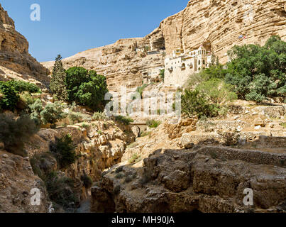 Das Kloster des Heiligen Georg von Choziba in Juda Wüste in der Nähe von Jericho im Heiligen Land, Israel Stockfoto