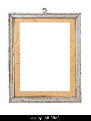 Alte hölzerne Rahmen für ein Bild auf weißem Hintergrund Stockfoto