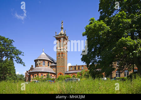 Blick auf die historische Entwicklung der Garten. St Josephs College, Mill Hill, Barnett, Vereinigtes Königreich. Architekt: unbekannt, 1871. Stockfoto