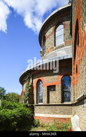 Die Außenfassade mit aufwendigen Mauerwerk. St Josephs College, Mill Hill, Barnett, Vereinigtes Königreich. Architekt: unbekannt, 1871. Stockfoto