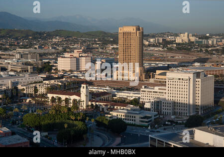 Luftbild vom Rathaus von der Union Station in der Innenstadt von Los Angeles, CA Stockfoto